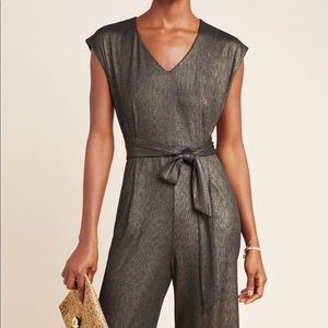 NWT Anthropologie metallic jumpsuit